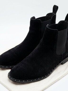 Valentino Garavani Suede Soul Rockstud Chelsea Boots - Black - Men's Size 10